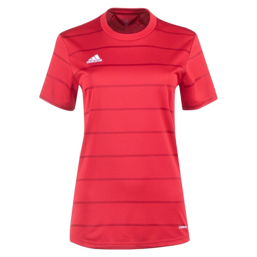 NWT Adidas Women's Medium Red/White Stripes Campeon 21 Girls Soccer Jersey